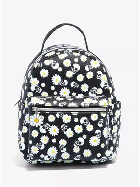 Hot topic Daisy and Skull Print Black Backpack